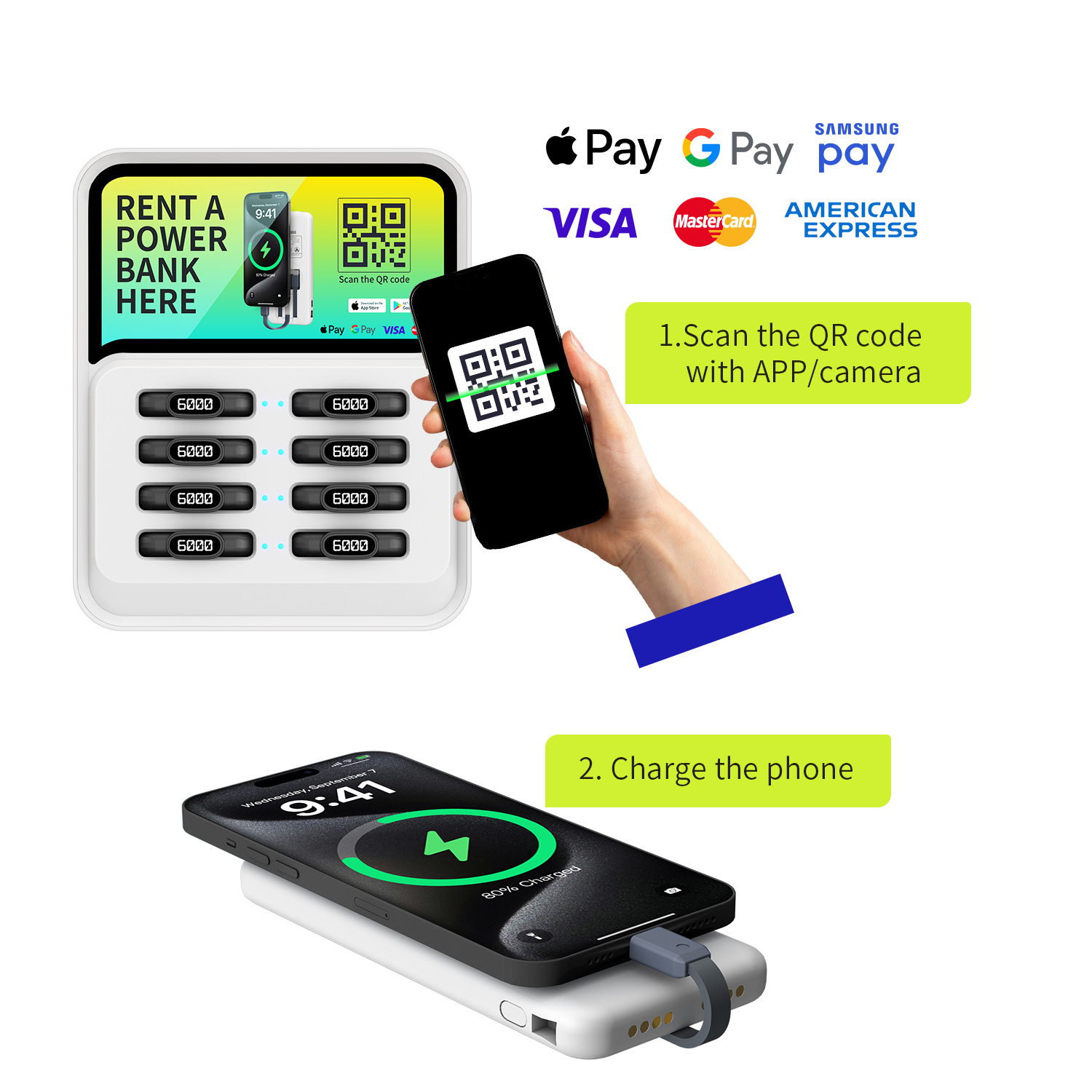 8 Slots Qr Scan Shared Power Bank Station - 图片 4