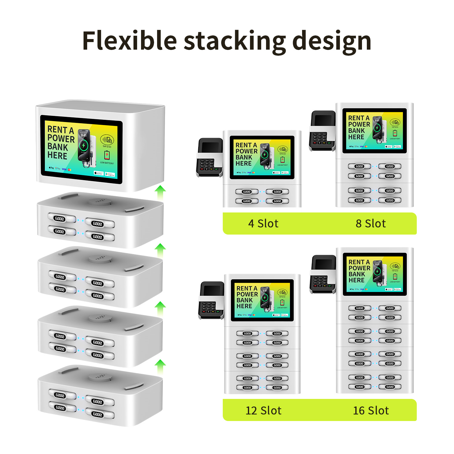 4 slots touch screen shared power bank station