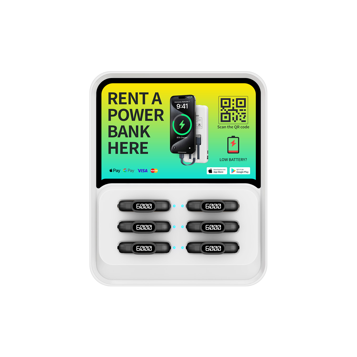 6 Slots Qr Scan Shared Power Bank Station